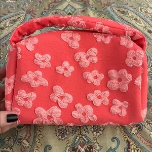 Floral Pink & Coral Cosmetics Bag